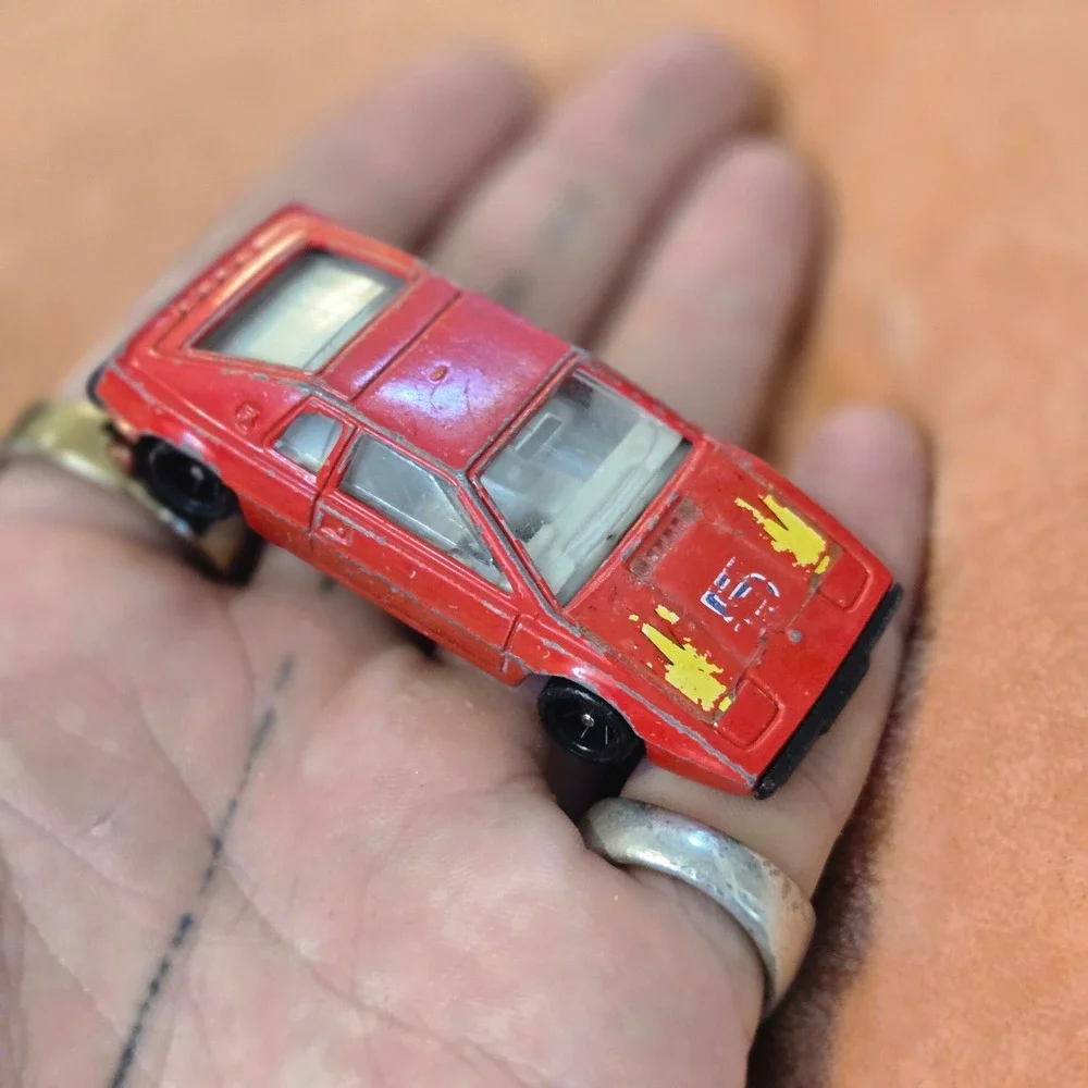 VTG Lotus Esprit Model Toy Race Car Red Diecast Toy Made In Hong Kong Flames